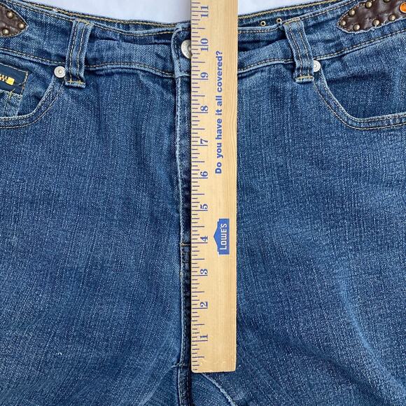 Cosmopolitan Jeanswea 24 waist Cropped Denim Jeans Embroidered Rhinestone Strap - Picture 6 of 12